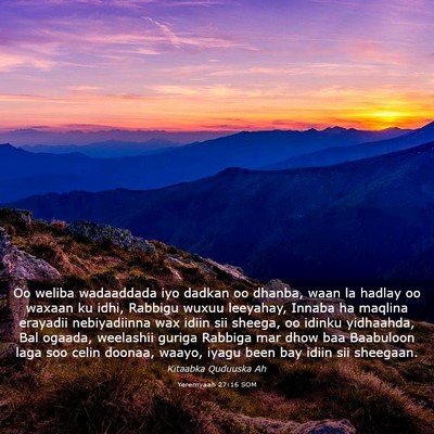 Picture 03 - Yeremyaah 27:16 SOM - Oo weliba wadaaddada iyo dadkan oo dhanba, waan - Bible Verse Picture