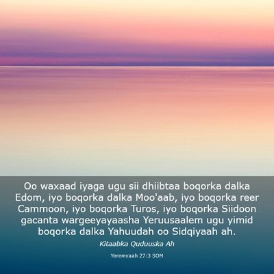 Picture 03 - Yeremyaah 27:3 SOM - Oo waxaad iyaga ugu sii dhiibtaa boqorka dalka - Bible Verse Picture