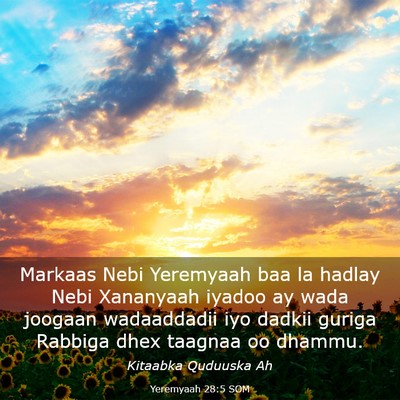 Picture 03 - Yeremyaah 28:5 SOM - Markaas Nebi Yeremyaah baa la hadlay Nebi - Bible Verse Picture