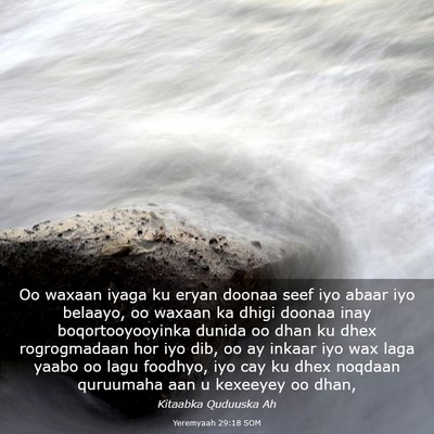 Picture 03 - Yeremyaah 29:18 SOM - Oo waxaan iyaga ku eryan doonaa seef iyo abaar - Bible Verse Picture