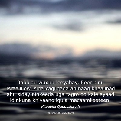 Picture 03 - Yeremyaah 3:20 SOM - Rabbigu wuxuu leeyahay, Reer binu Israa'iilow, - Bible Verse Picture