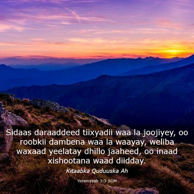 Picture 03 - Yeremyaah 3:3 SOM - Sidaas daraaddeed tiixyadii waa la joojiyey, oo - Bible Verse Picture