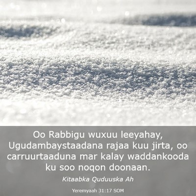 Picture 03 - Yeremyaah 31:17 SOM - Oo Rabbigu wuxuu leeyahay, Ugudambaystaadana - Bible Verse Picture