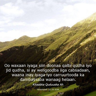 Picture 03 - Yeremyaah 32:39 SOM - Oo waxaan iyaga siin doonaa qalbi qudha iyo jid - Bible Verse Picture