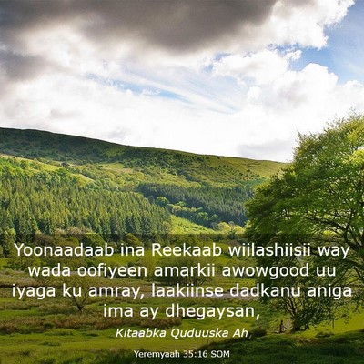 Picture 03 - Yeremyaah 35:16 SOM - Yoonaadaab ina Reekaab wiilashiisii way wada - Bible Verse Picture