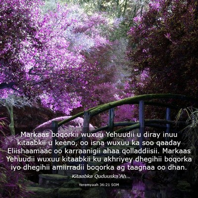 Picture 03 - Yeremyaah 36:21 SOM - Markaas boqorkii wuxuu Yehuudii u diray inuu - Bible Verse Picture