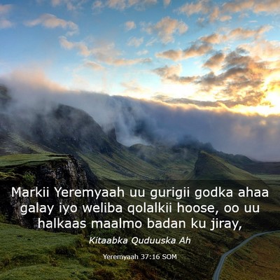 Picture 03 - Yeremyaah 37:16 SOM - Markii Yeremyaah uu gurigii godka ahaa galay iyo - Bible Verse Picture
