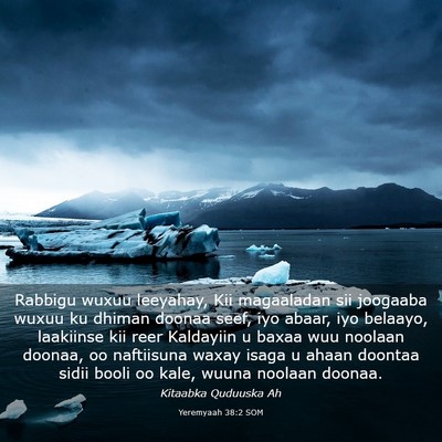 Picture 03 - Yeremyaah 38:2 SOM - Rabbigu wuxuu leeyahay, Kii magaaladan sii - Bible Verse Picture
