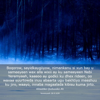 Picture 03 - Yeremyaah 38:9 SOM - Boqorow, sayidkaygiiyow, nimankanu si xun bay u - Bible Verse Picture