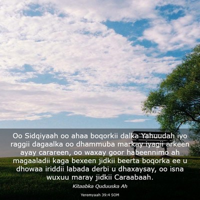 Picture 03 - Yeremyaah 39:4 SOM - Oo Sidqiyaah oo ahaa boqorkii dalka Yahuudah iyo - Bible Verse Picture