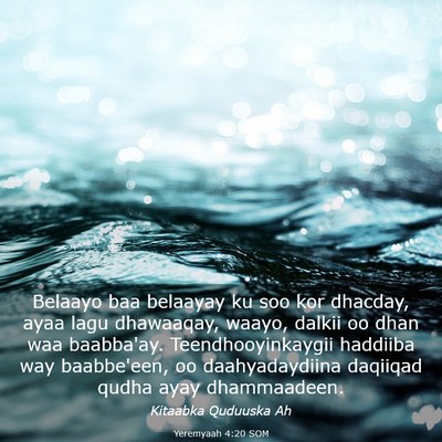 Picture 03 - Yeremyaah 4:20 SOM - Belaayo baa belaayay ku soo kor dhacday, ayaa - Bible Verse Picture