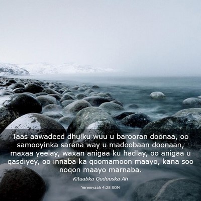 Picture 03 - Yeremyaah 4:28 SOM - Taas aawadeed dhulku wuu u barooran doonaa, oo - Bible Verse Picture