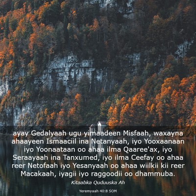 Picture 03 - Yeremyaah 40:8 SOM - ayay Gedalyaah ugu yimaadeen Misfaah, waxayna - Bible Verse Picture