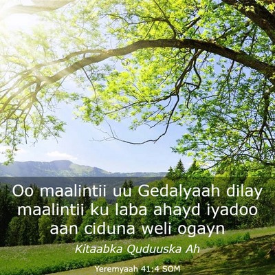 Picture 03 - Yeremyaah 41:4 SOM - Oo maalintii uu Gedalyaah dilay maalintii ku laba - Bible Verse Picture