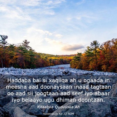 Picture 03 - Yeremyaah 42:22 SOM - Haddaba bal si xaqiiqa ah u ogaada in meesha aad - Bible Verse Picture