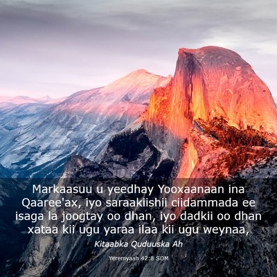Picture 03 - Yeremyaah 42:8 SOM - Markaasuu u yeedhay Yooxaanaan ina Qaaree'ax, iyo - Bible Verse Picture