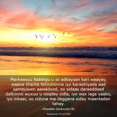 Picture 03 - Yeremyaah 44:22 SOM - Markaasuu Rabbigu u sii adkaysan kari waayay, - Bible Verse Picture