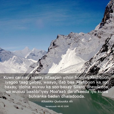 Picture 03 - Yeremyaah 48:45 SOM - Kuwii cararay waxay istaagan yihiin hooska - Bible Verse Picture