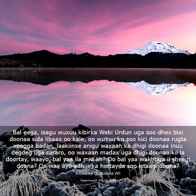 Picture 03 - Yeremyaah 49:19 SOM - Bal eega, isagu wuxuu kibirka Webi Urdun uga soo - Bible Verse Picture