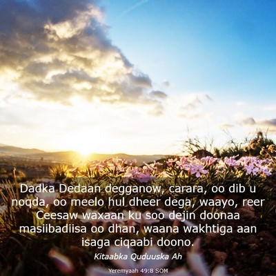 Picture 03 - Yeremyaah 49:8 SOM - Dadka Dedaan degganow, carara, oo dib u noqda, oo - Bible Verse Picture