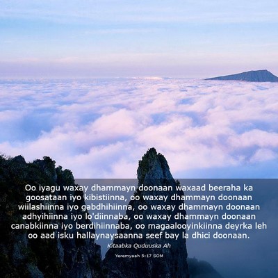 Picture 03 - Yeremyaah 5:17 SOM - Oo iyagu waxay dhammayn doonaan waxaad beeraha ka - Bible Verse Picture