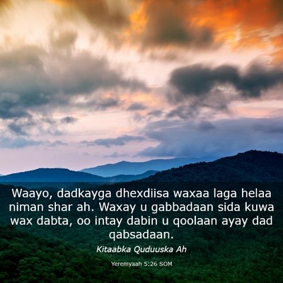 Picture 03 - Yeremyaah 5:26 SOM - Waayo, dadkayga dhexdiisa waxaa laga helaa niman - Bible Verse Picture