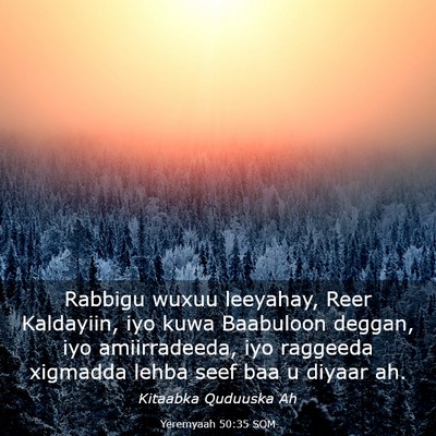 Picture 03 - Yeremyaah 50:35 SOM - Rabbigu wuxuu leeyahay, Reer Kaldayiin, iyo kuwa - Bible Verse Picture
