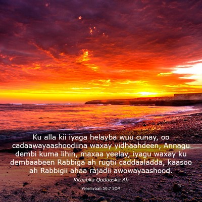 Picture 03 - Yeremyaah 50:7 SOM - Ku alla kii iyaga helayba wuu cunay, oo - Bible Verse Picture