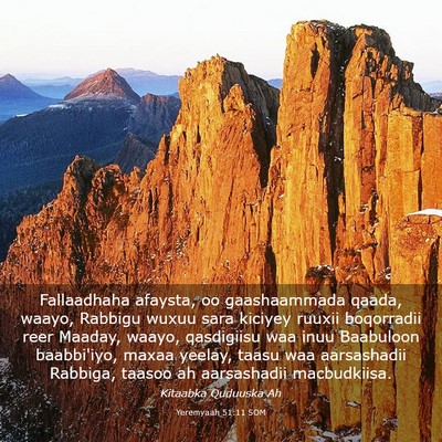 Picture 03 - Yeremyaah 51:11 SOM - Fallaadhaha afaysta, oo gaashaammada qaada, - Bible Verse Picture