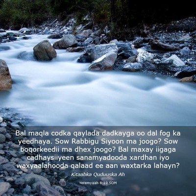 Picture 03 - Yeremyaah 8:19 SOM - Bal maqla codka qaylada dadkayga oo dal fog ka - Bible Verse Picture
