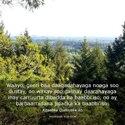 Picture 03 - Yeremyaah 9:21 SOM - Waayo, geeri baa daaqadahayaga nooga soo dustay, - Bible Verse Picture