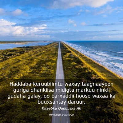 Picture 03 - Yexesqeel 10:3 SOM - Haddaba keruubiimtu waxay taagnaayeen guriga - Bible Verse Picture
