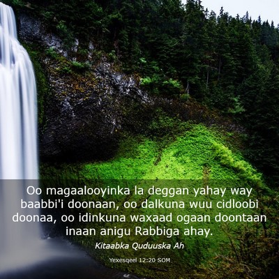 Picture 03 - Yexesqeel 12:20 SOM - Oo magaalooyinka la deggan yahay way baabbi'i - Bible Verse Picture