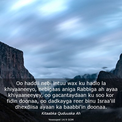 Picture 03 - Yexesqeel 14:9 SOM - Oo haddii nebi intuu wax ku hadlo la khiyaaneeyo, - Bible Verse Picture