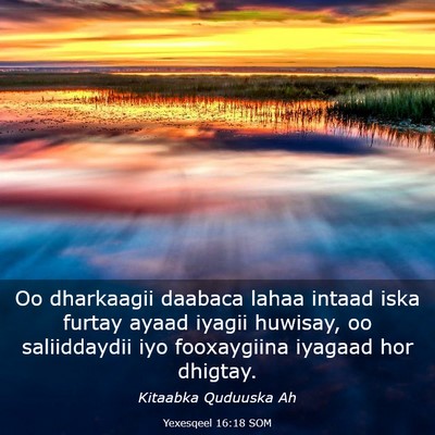 Picture 03 - Yexesqeel 16:18 SOM - Oo dharkaagii daabaca lahaa intaad iska furtay - Bible Verse Picture
