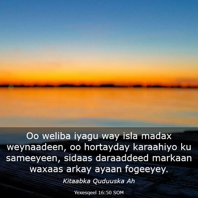Picture 03 - Yexesqeel 16:50 SOM - Oo weliba iyagu way isla madax weynaadeen, oo - Bible Verse Picture