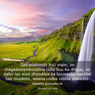 Picture 03 - Yexesqeel 19:7 SOM - Qalcadahoodii buu yiqiin, oo magaalooyinkoodiina - Bible Verse Picture