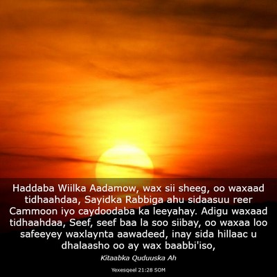 Picture 03 - Yexesqeel 21:28 SOM - Haddaba Wiilka Aadamow, wax sii sheeg, oo waxaad - Bible Verse Picture
