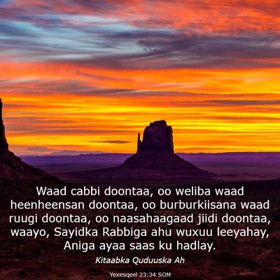 Picture 03 - Yexesqeel 23:34 SOM - Waad cabbi doontaa, oo weliba waad heenheensan - Bible Verse Picture