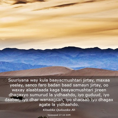 Picture 03 - Yexesqeel 27:16 SOM - Suuriyana way kula baayacmushtari jirtay, maxaa - Bible Verse Picture