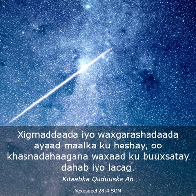 Picture 03 - Yexesqeel 28:4 SOM - Xigmaddaada iyo waxgarashadaada ayaad maalka ku - Bible Verse Picture