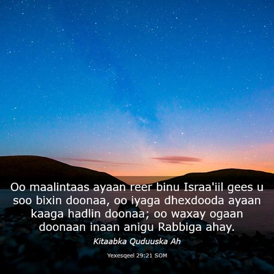 Picture 03 - Yexesqeel 29:21 SOM - Oo maalintaas ayaan reer binu Israa'iil gees u - Bible Verse Picture