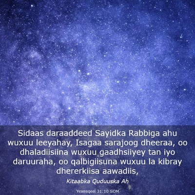 Picture 03 - Yexesqeel 31:10 SOM - Sidaas daraaddeed Sayidka Rabbiga ahu wuxuu - Bible Verse Picture
