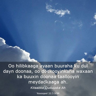 Picture 03 - Yexesqeel 32:5 SOM - Oo hilibkaaga ayaan buuraha ku dul dayn doonaa, - Bible Verse Picture