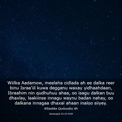 Picture 03 - Yexesqeel 33:24 SOM - Wiilka Aadamow, meelaha cidlada ah ee dalka reer - Bible Verse Picture