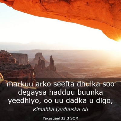 Picture 03 - Yexesqeel 33:3 SOM - markuu arko seefta dhulka soo degaysa hadduu - Bible Verse Picture