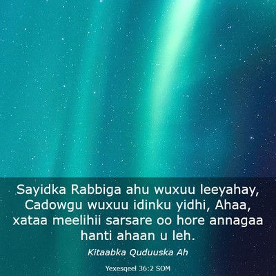 Picture 03 - Yexesqeel 36:2 SOM - Sayidka Rabbiga ahu wuxuu leeyahay, Cadowgu wuxuu - Bible Verse Picture