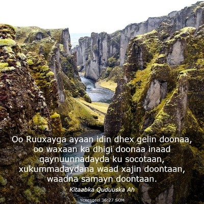 Picture 03 - Yexesqeel 36:27 SOM - Oo Ruuxayga ayaan idin dhex gelin doonaa, oo - Bible Verse Picture