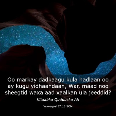 Picture 03 - Yexesqeel 37:18 SOM - Oo markay dadkaagu kula hadlaan oo ay kugu - Bible Verse Picture