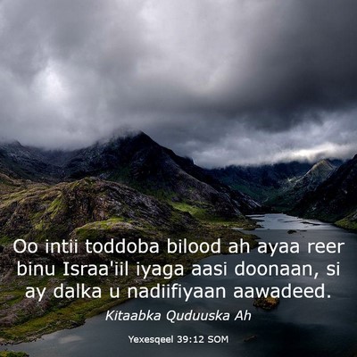 Picture 03 - Yexesqeel 39:12 SOM - Oo intii toddoba bilood ah ayaa reer binu - Bible Verse Picture